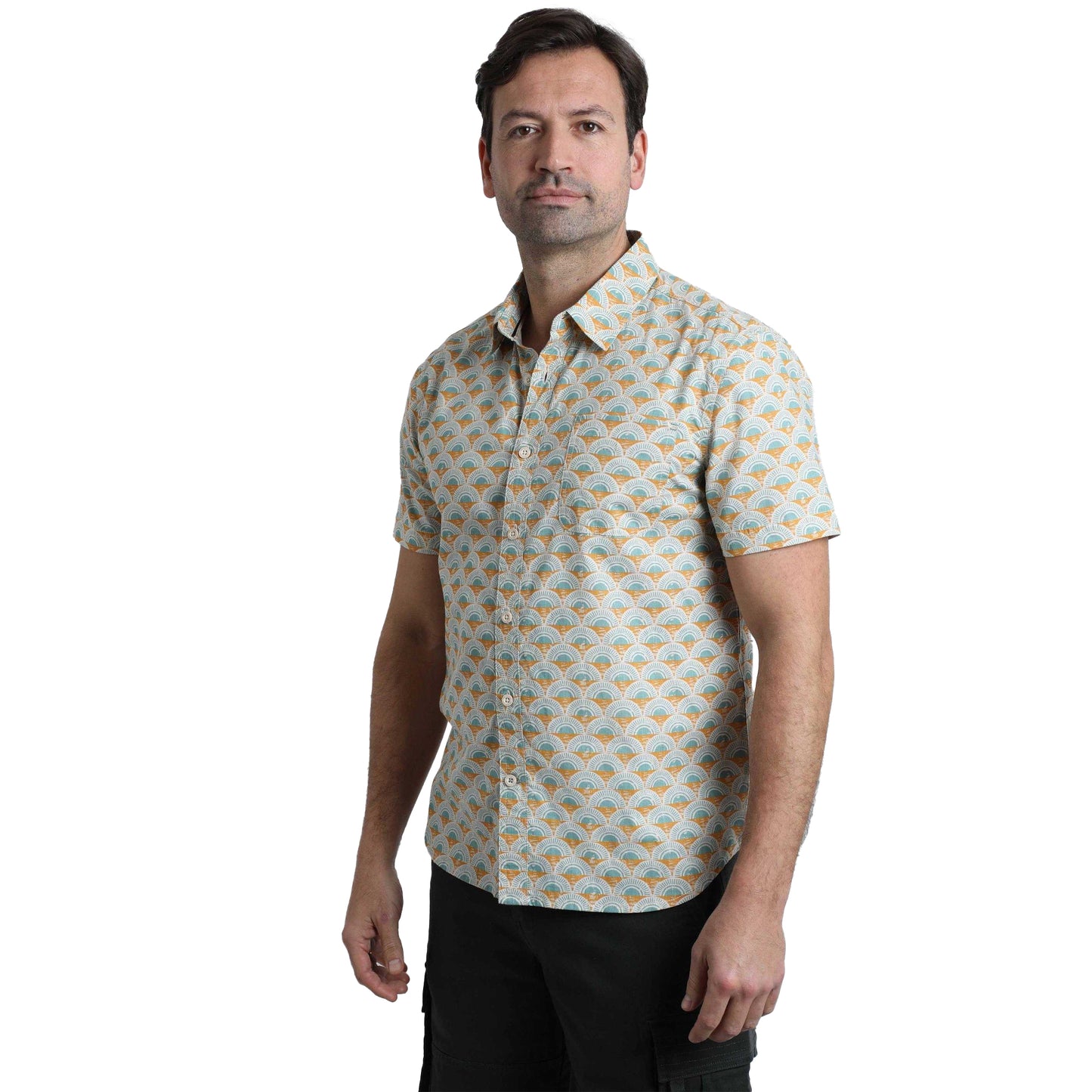 Caramel - Side - Weird Fish Mens Faraway Shell Organic Cotton Shirt