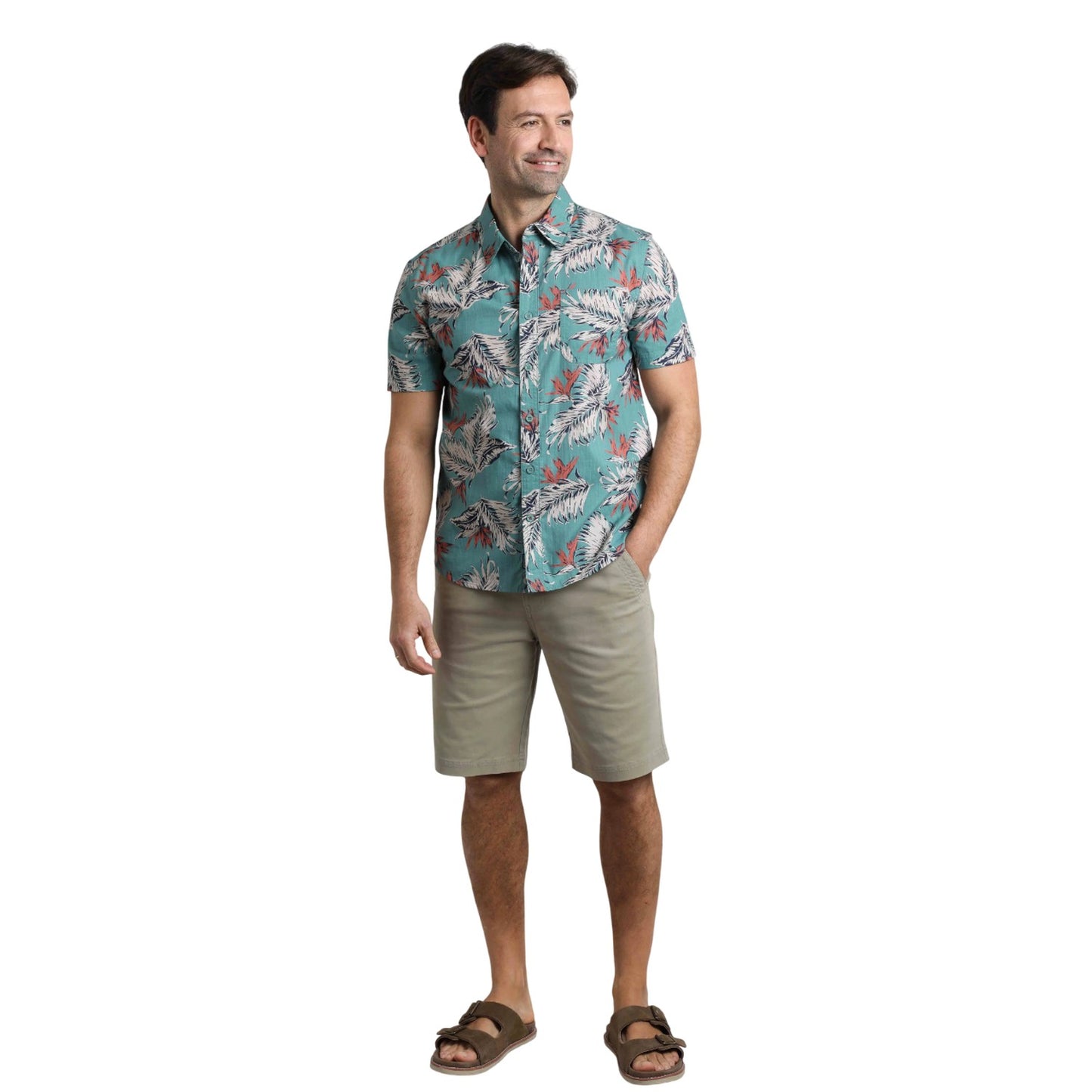Mineral Blue - Close up - Weird Fish Mens Faraway Leaves Organic Cotton Shirt