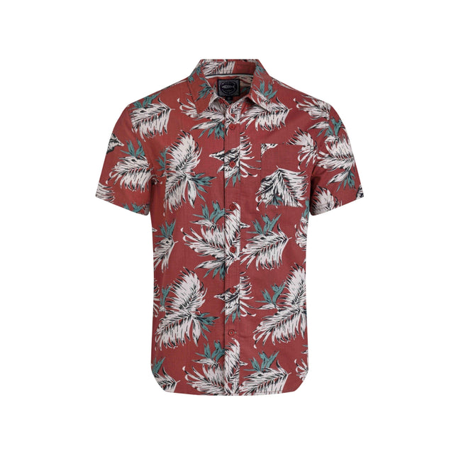 Paprika - Front - Weird Fish Mens Faraway Leaf Print Organic Cotton Shirt