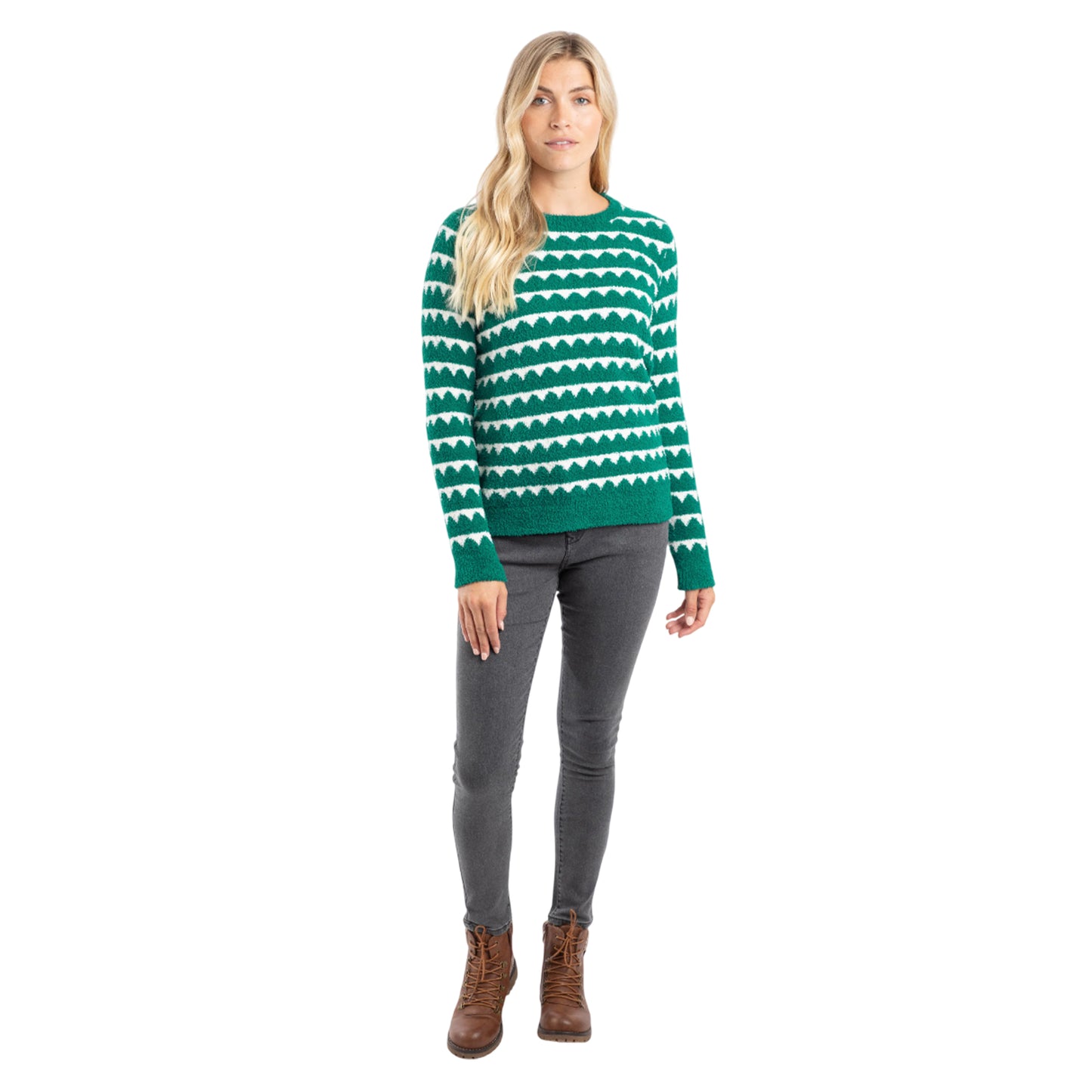 Green - Lifestyle - Weird Fish Womens-Ladies Tyla Patterned Knitted Sweatshirt