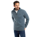 Dusty Blue - Side - Weird Fish Mens Stowe Knitted Quarter Zip Fleece Top