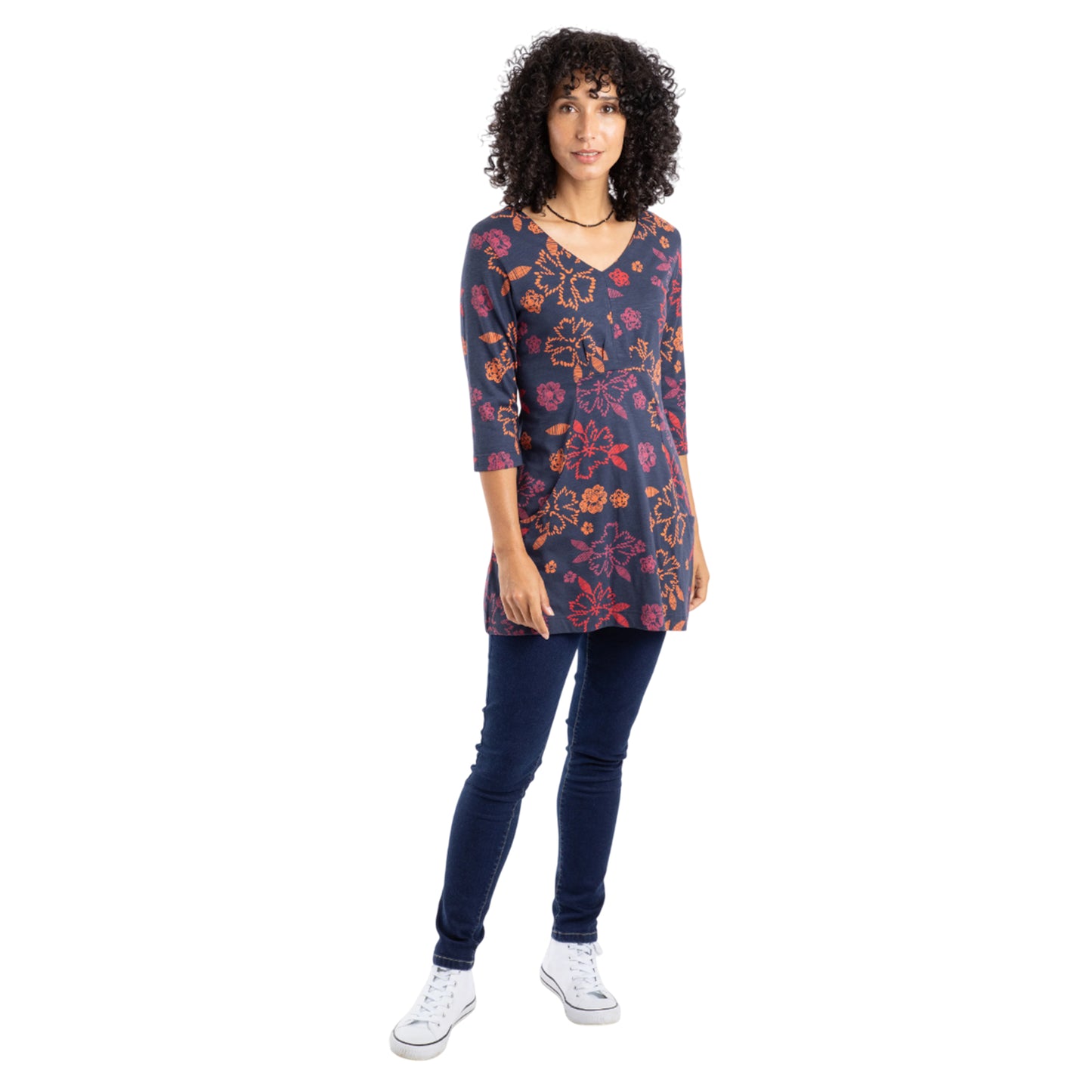 Nightshade - Lifestyle - Weird Fish Womens-Ladies Arielle Printed Jersey 3-4 Sleeve Tunic Top