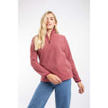 Garnet Red - Side - Weird Fish Womens-Ladies Sarah Textured Quarter Zip Fleece Top