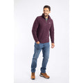 Aubergine - Side - Weird Fish Mens Errill Textured Quarter Zip Fleece Top