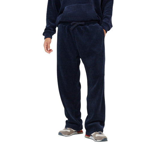 Navy - Front - Brave Soul Mens Open Hem Wide Leg Joggers