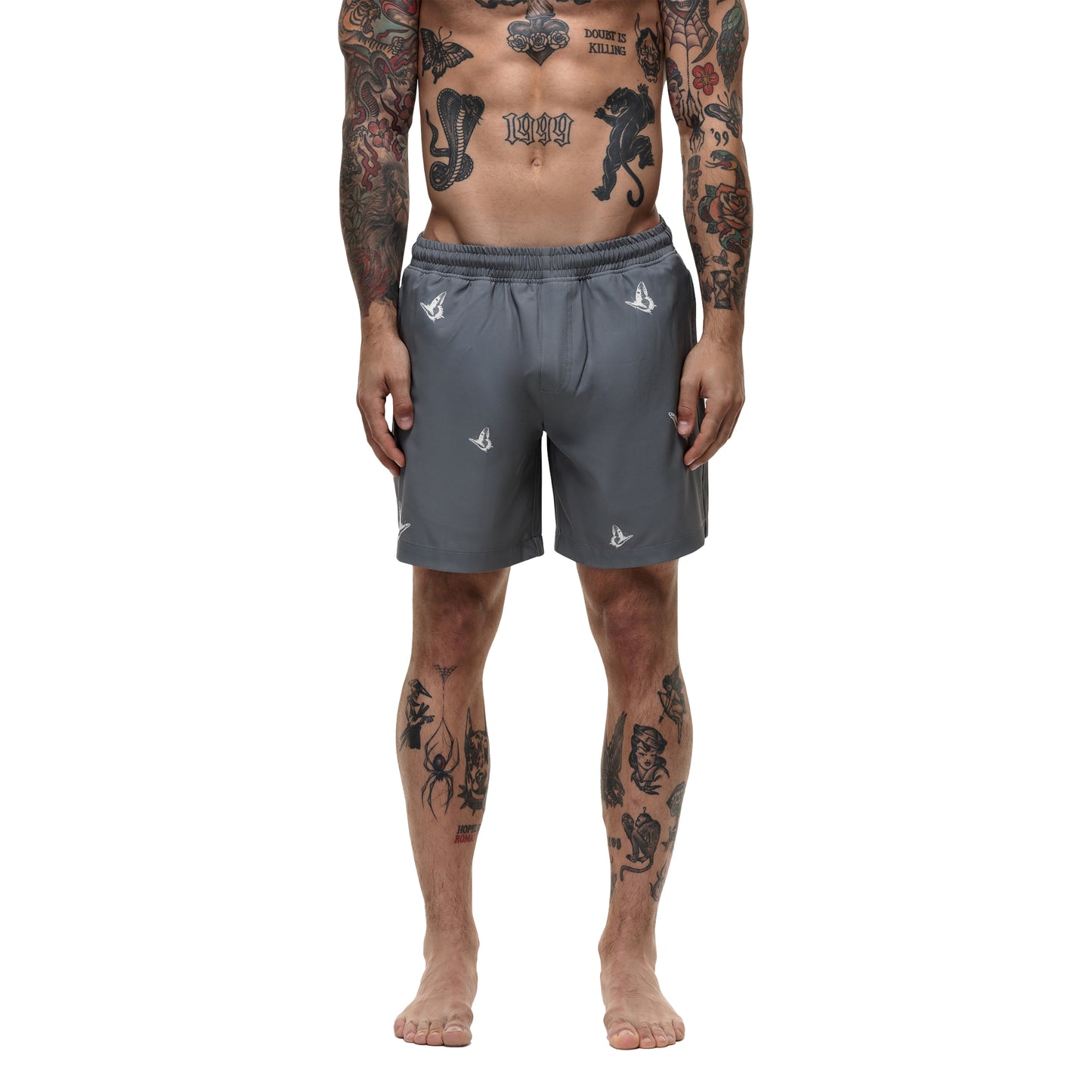 Grey - Pack Shot - Good For Nothing Mens Butterfly Swim Shorts