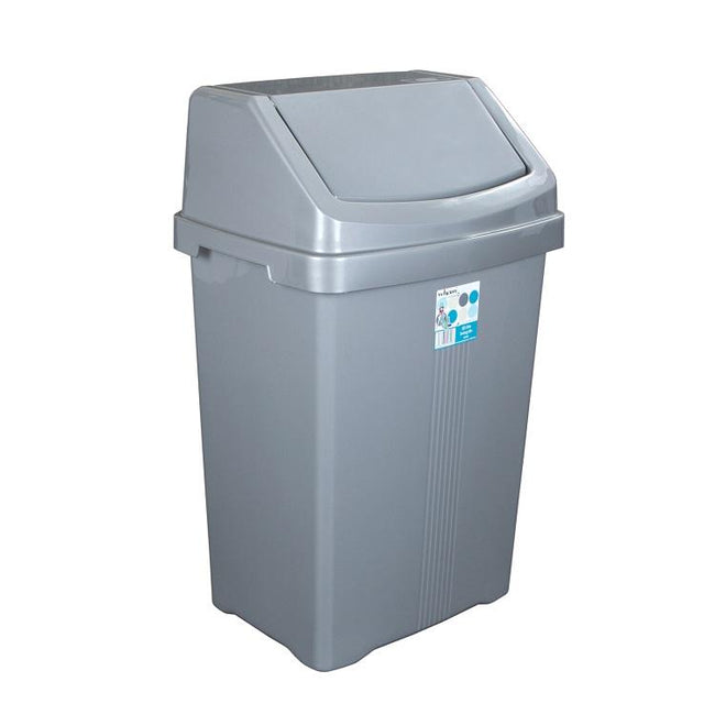 One Colour - Front - Casa 50L Swing Bin Silver