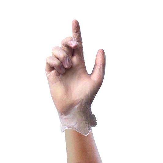 One Colour - Front - Disposable Vinyl Glove Powder Free Clear Medium 100pk