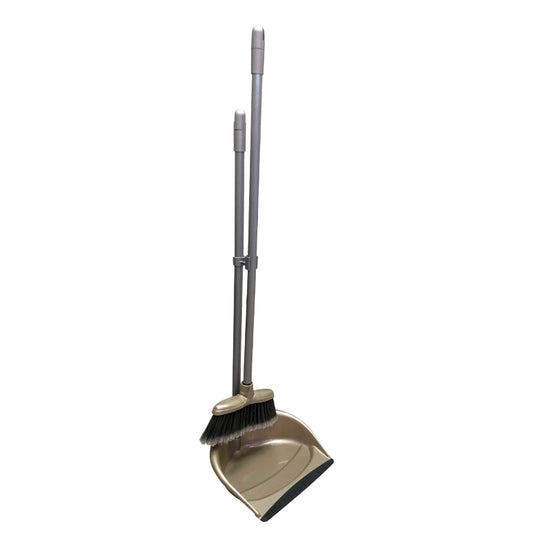 One Colour - Front - Leecroft Long Handle Folding Dustpan & Brush Set