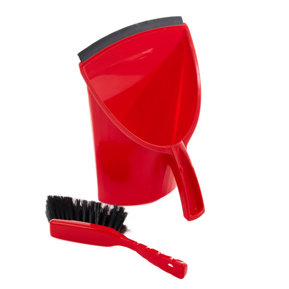 One Colour - Side - Leecroft SCOOPA Dustpan & Brush Stiff Red