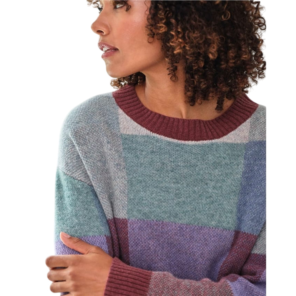 Multicoloured - Side - WoolOvers Womens-Ladies Checked Colour Block Jumper