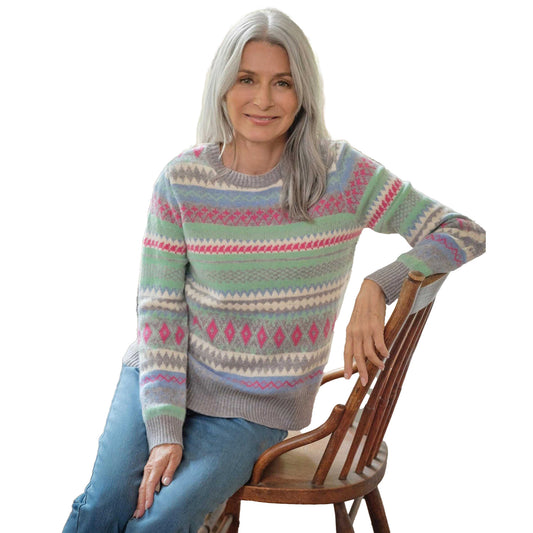 Multicoloured - Front - WoolOvers Womens-Ladies Sherbert Dip Fair Isle Jumper
