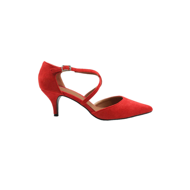 Red - Front - Where´s That From Womens-Ladies Kennedi Crossover Strap Kitten Heel Shoes