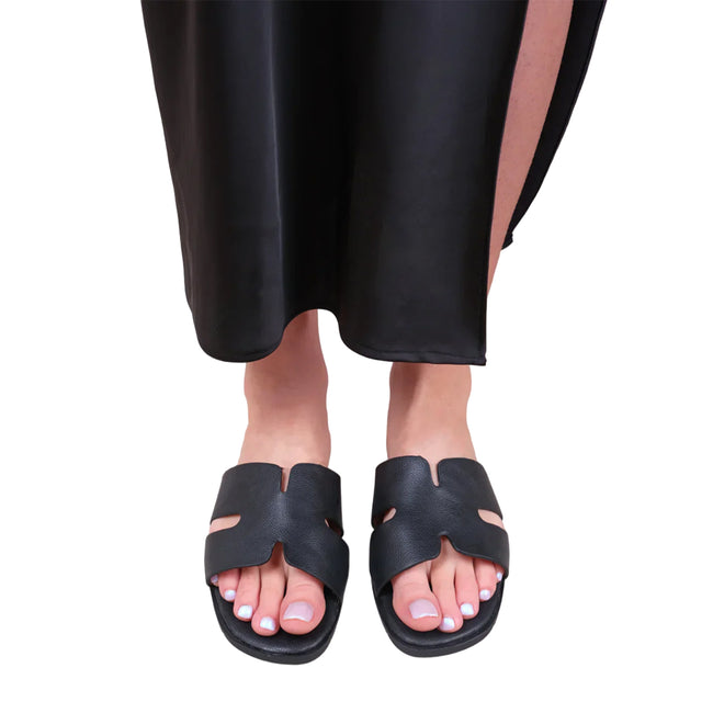 Black - Back - Where´s That From Womens-Ladies Mae Instep Strap Wide Sandals