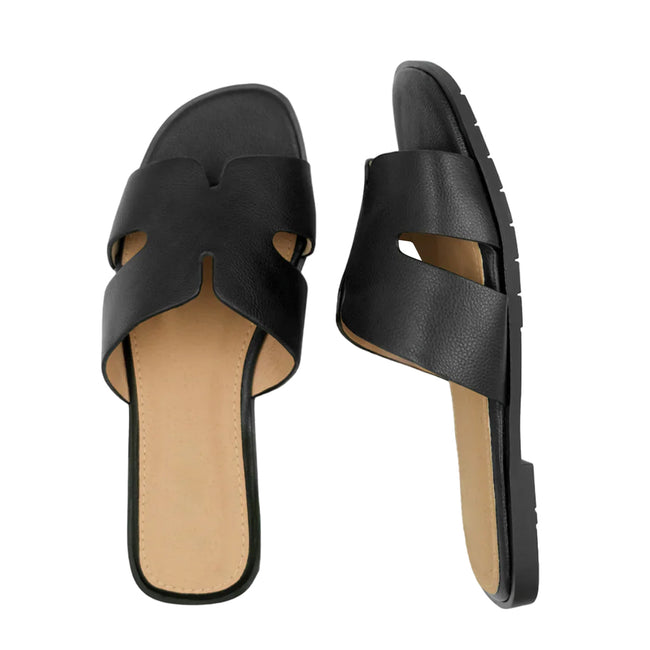 Black - Side - Where´s That From Womens-Ladies Mae Instep Strap Wide Sandals