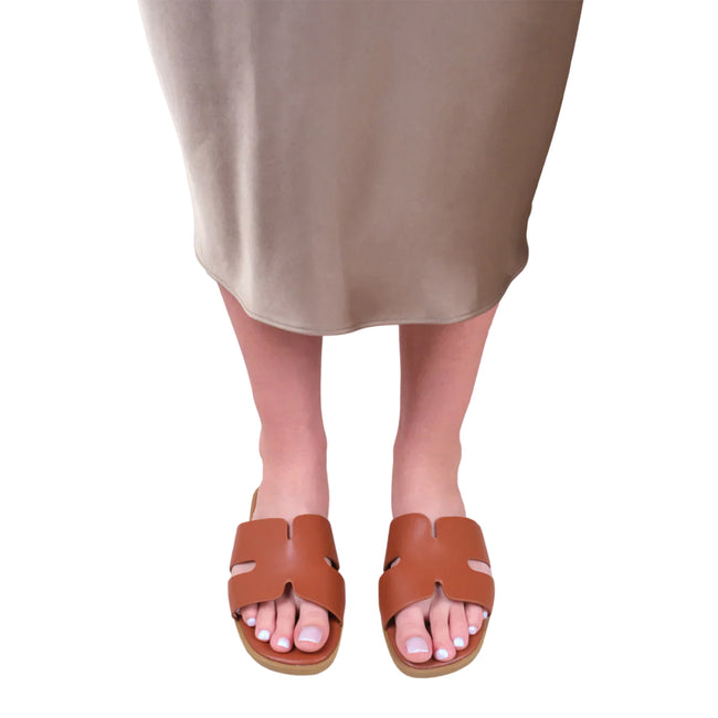 Tan - Back - Where´s That From Womens-Ladies Mae Instep Strap Wide Sandals