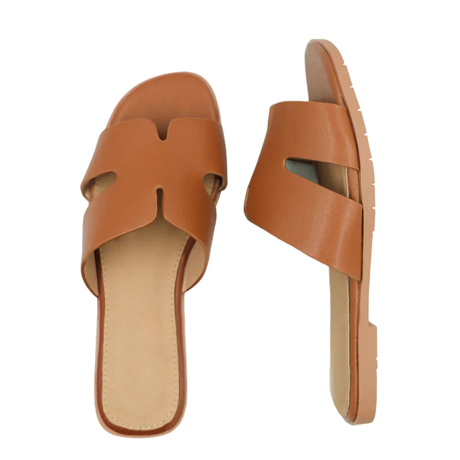 Tan - Side - Where´s That From Womens-Ladies Mae Instep Strap Wide Sandals