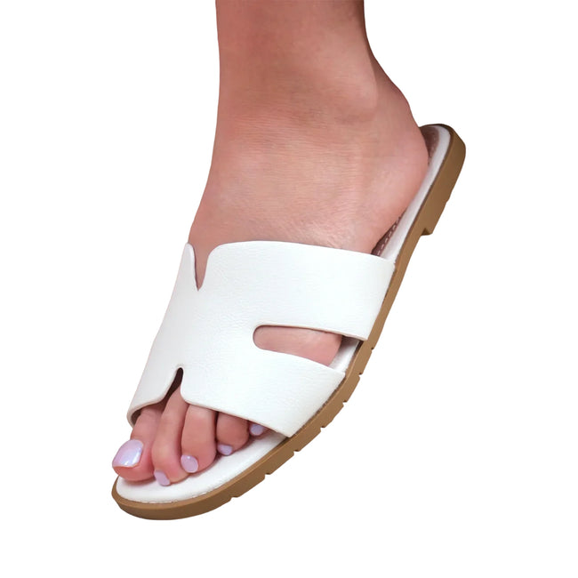 White - Front - Where´s That From Womens-Ladies Mae Instep Strap Wide Sandals
