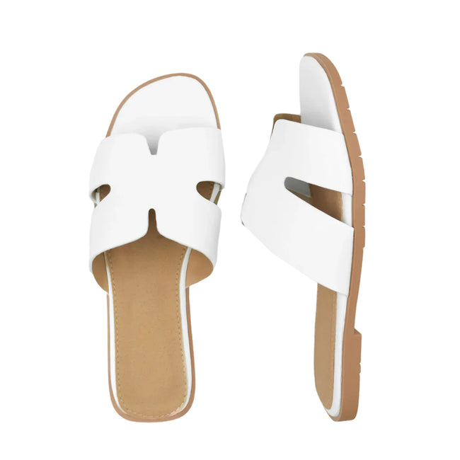 White - Side - Where´s That From Womens-Ladies Mae Instep Strap Wide Sandals