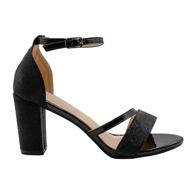 Black - Front - Where´s That From Womens-Ladies Perla Ankle Strap Medium Block Heel Sandals