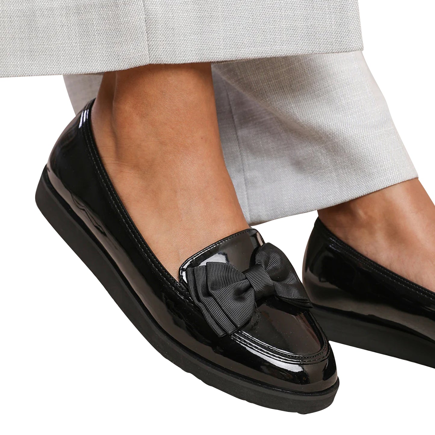 Black Patent - Pack Shot - Where´s That From Womens-Ladies Alpha Bow Slip-on Loafers