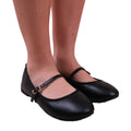 Black - Side - Where´s That From Womens-Ladies Josie Straps Wide Ballerina Flats