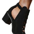 Black - Pack Shot - Where´s That From Womens-Ladies Reydah Criss-Cross Faux Suede Block Heel Sandals