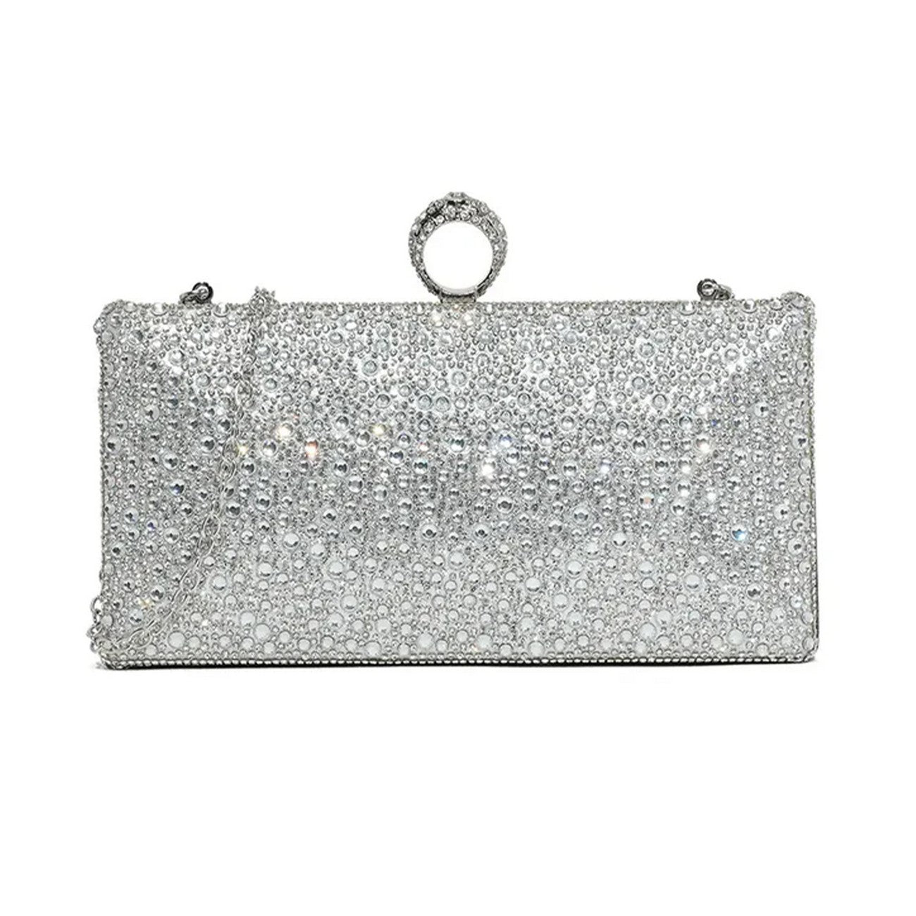 Silver - Front - Where´s That From Tova Diamante Clutch Bag