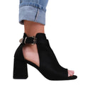 Black - Side - Where´s That From Womens-Ladies Lisa Suede Open Toe Wide Block Heel Sandals