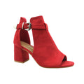Red - Front - Where´s That From Womens-Ladies Lisa Suede Open Toe Wide Block Heel Sandals