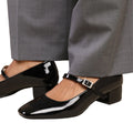 Black Patent - Pack Shot - Where´s That From Womens-Ladies Oslo Single Strap Square Toe Low Block Heel Court Shoes