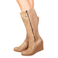 Khaki - Lifestyle - Where´s That From Womens-Ladies Lara Faux Leather Side Zip Wedge Mid Calf Boots