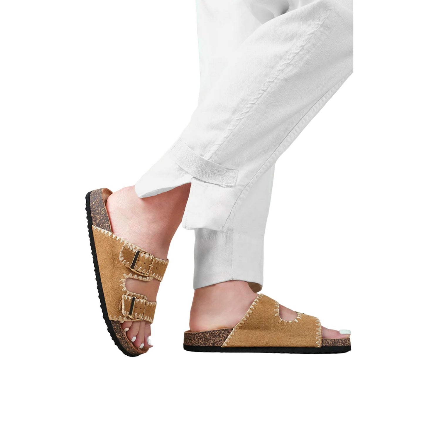 Camel - Back - Where´s That From Womens-Ladies Sunset Twin Buckle Double Strap Flat Sandals