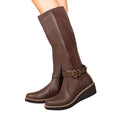 Brown - Back - Where´s That From Womens-Ladies Ayleen Wedge Knee-High Boots