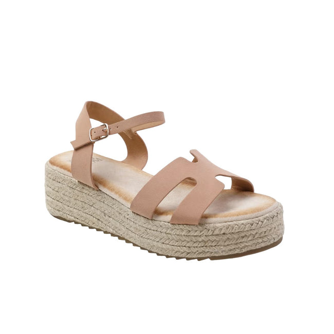 Nude - Front - Where´s That From Womens-Ladies London Nubuck Ankle Strap Flatform Sandals