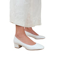 White - Back - Where´s That From Womens-Ladies Seattle Faux Leather Square Toe Low Block Heel Shoes