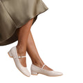 Cream - Pack Shot - Where´s That From Womens-Ladies Minsk Patent Leather Buckle Detail Low Heel Pumps