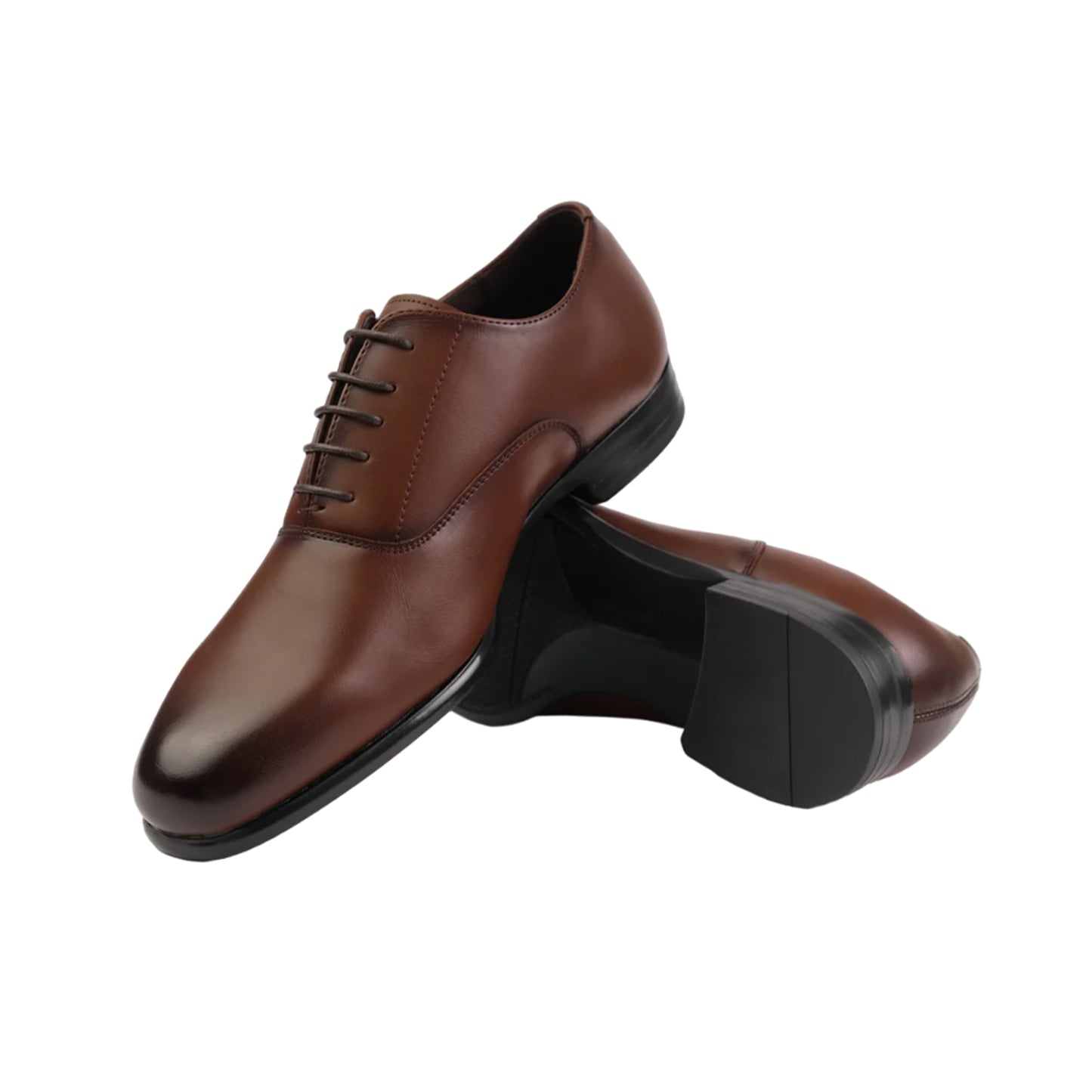 Brown - Side - Where´s That From Mens Ryan Faux Leather Lace Up Oxford Shoes