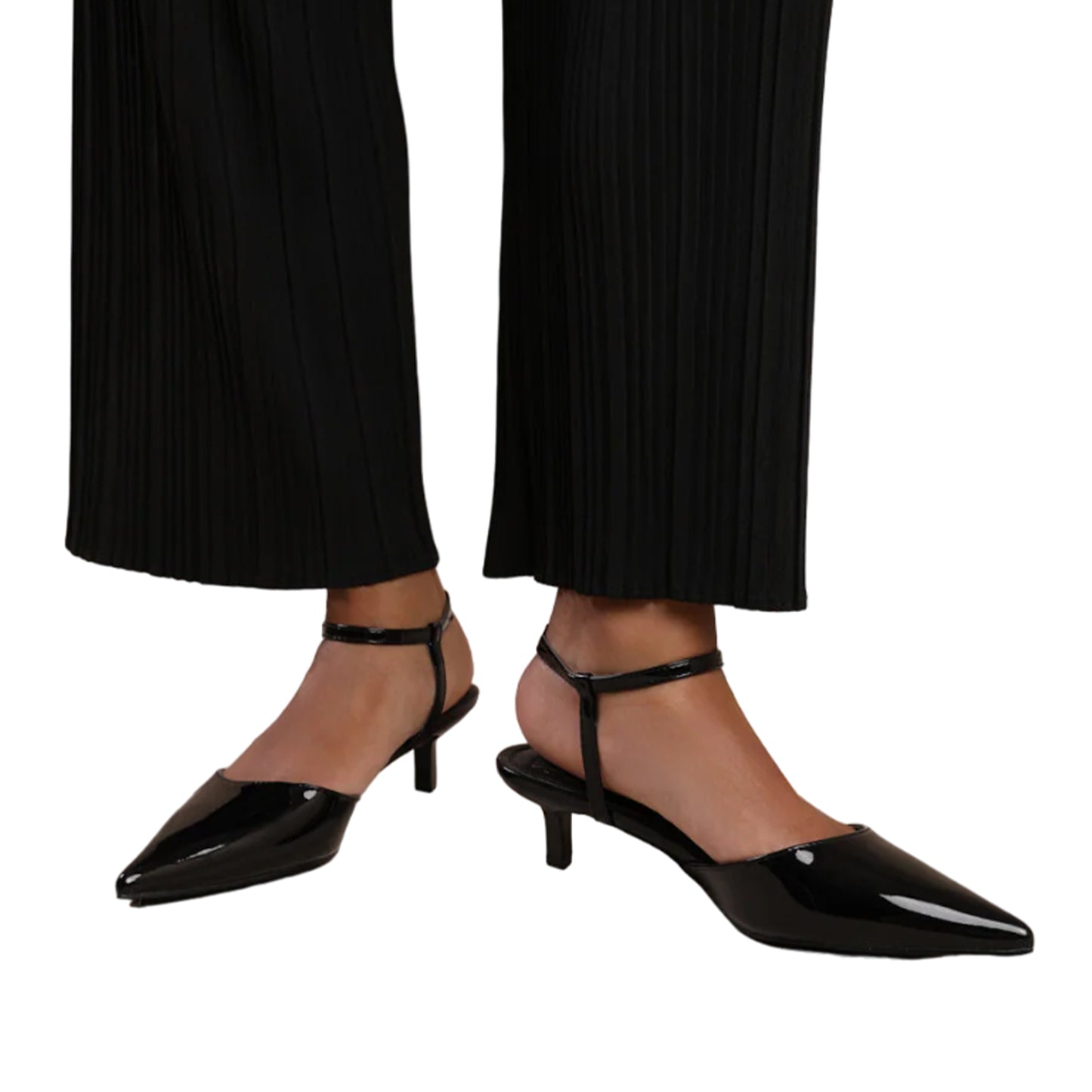 Black - Side - Where´s That From Womens-Ladies Malta Patent Leather Pointed Kitten Heel Sandals