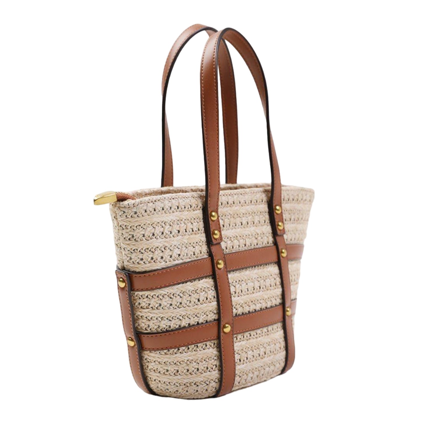 Tan - Back - Where´s That From Cielo Studded Raffia Bag