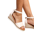 Cream - Pack Shot - Where´s That From Womens-Ladies Dusk Buckle PU Ankle Strap Wedge