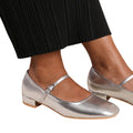 Silver - Lifestyle - Where´s That From Womens-Ladies Minsk PU Buckle Detail Wide Low Heel Ballet Shoes