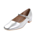 Silver - Side - Where´s That From Womens-Ladies Minsk PU Buckle Detail Wide Low Heel Ballet Shoes