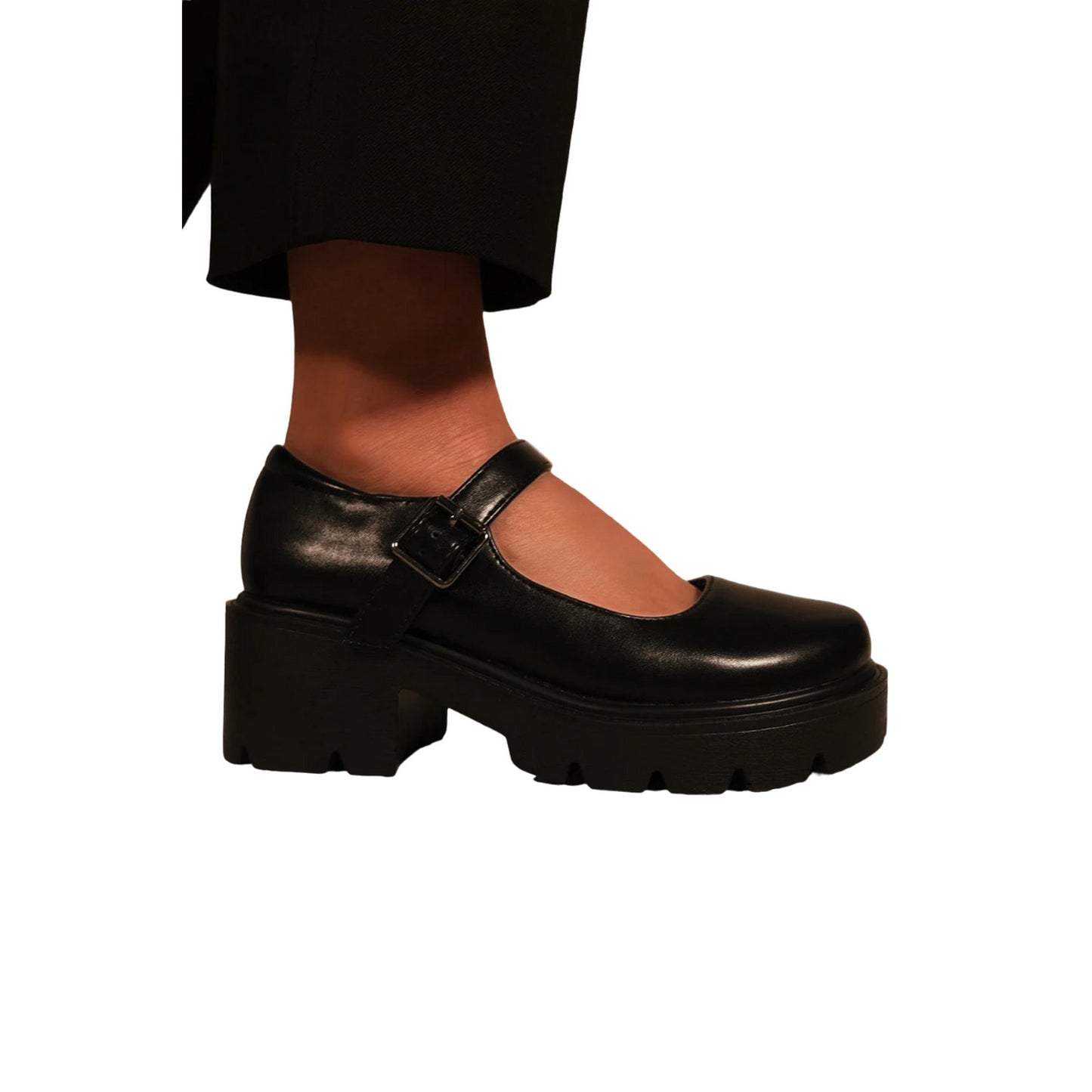 Black - Side - Where´s That From Womens-Ladies Rylee Retro PU Platform Block Shoes