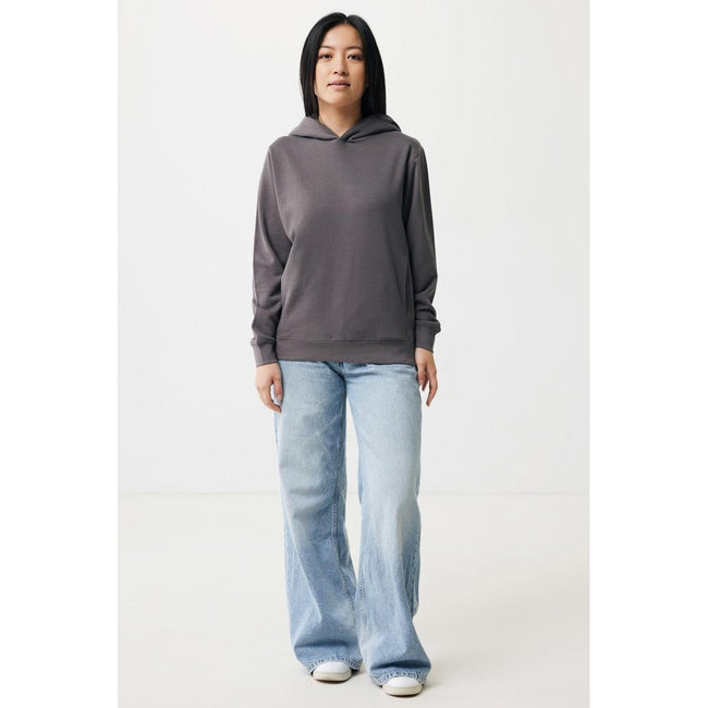 Anthracite - Close up - Iqoniq Unisex Adult Yengo Recycled Cotton Side Pocket Hoodie
