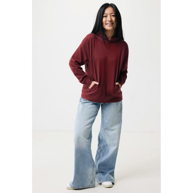 Burgundy - Close up - Iqoniq Unisex Adult Yengo Recycled Cotton Side Pocket Hoodie