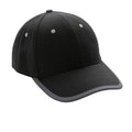 Black - Close up - XD Collection Impact Aware Contrast Brushed Cotton 6 Panel Cap