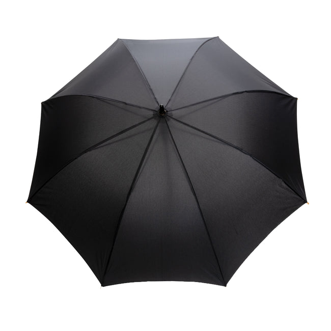 Black - Back - XD Collection Impact Aware Bamboo RPET Stick Umbrella