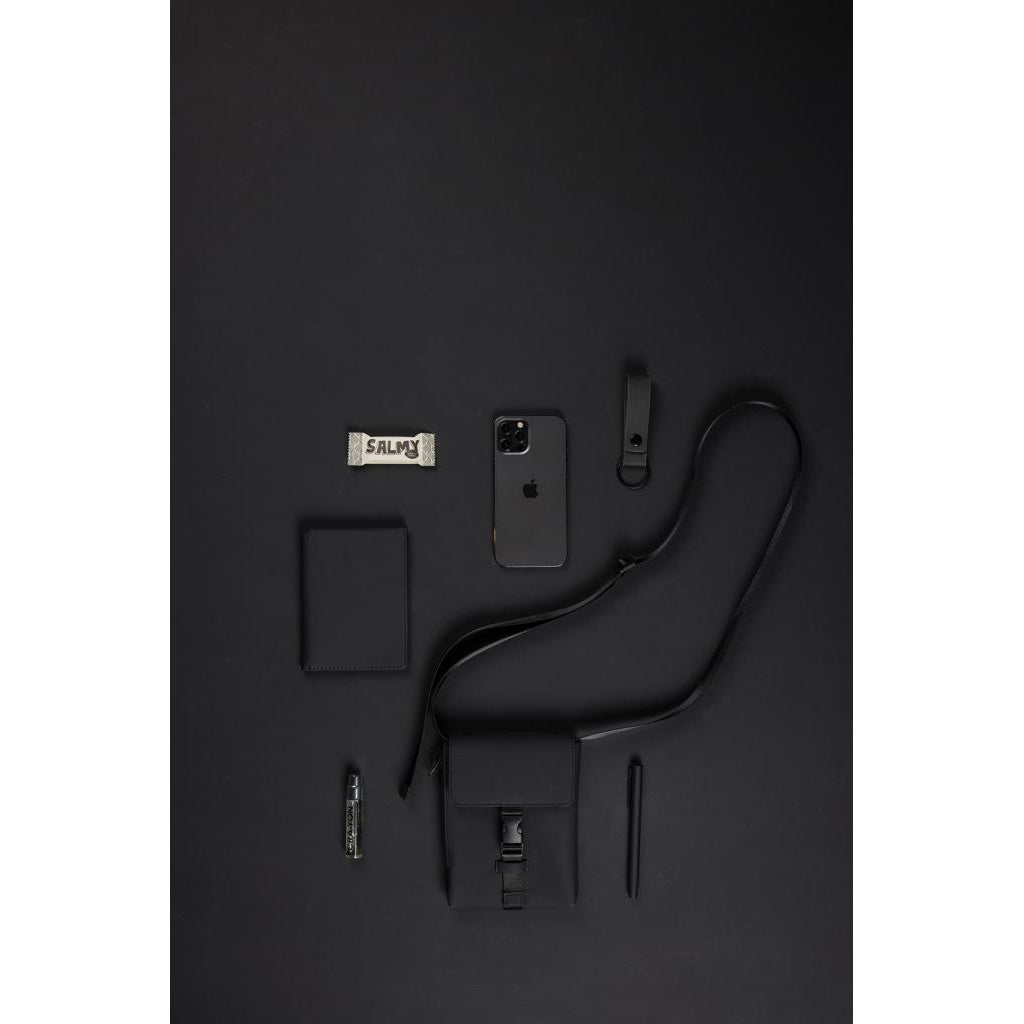 Black - Close up - Vinga Baltimore Recycled Sling Backpack