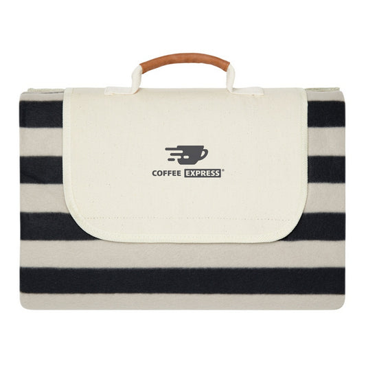 Black - Front - Vinga Alba RPET Striped Picnic Blanket